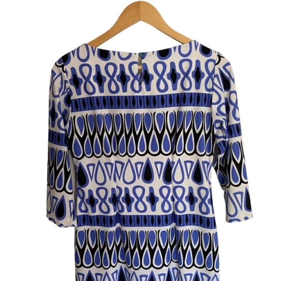 Britt Blue and White Abstract Print Dress XSmall - Picture 5 of 5